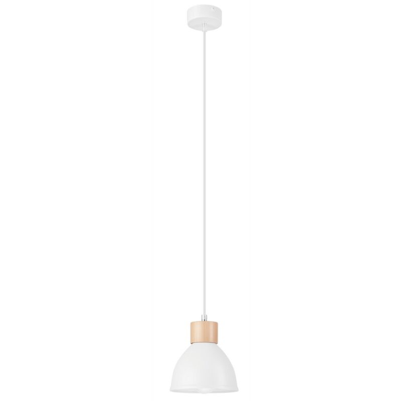 foto del prodotto lampada a sospensione nico, metallo, legno, bianco, 108x15x15 cm