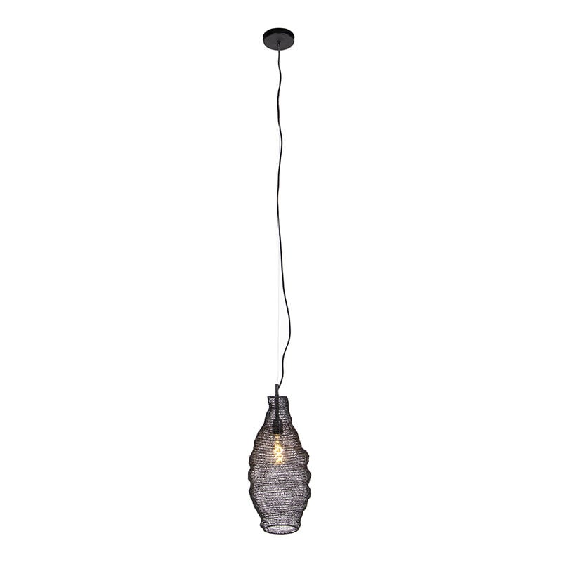 foto del prodotto lampada a sospensione nidum orientale acciaio nero tondo max. 1 x watt qazqa