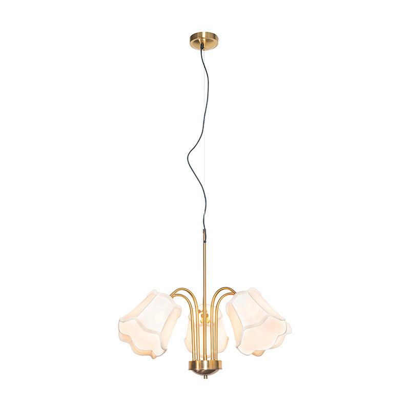 foto del prodotto lampada a sospensione nona classico tessuto,acciaio bianco oro ottone tondo max. 5 x watt qazqa