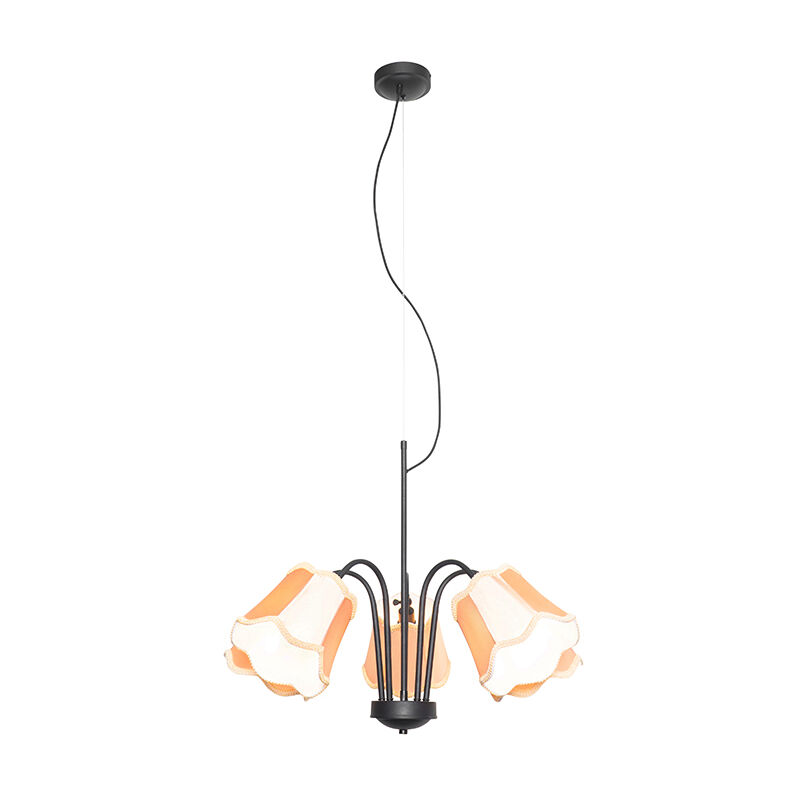 foto del prodotto lampada a sospensione nona classico tessuto,acciaio nero oro ottone tondo max. 5 x watt qazqa