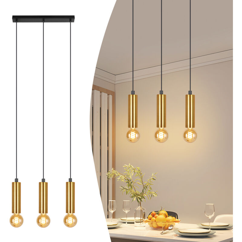 foto del prodotto lampada a sospensione oro 3 lampadine gbly e27 lampada per sala da pranzo lampada da cucina industriale in metallo lampada a sospensione per