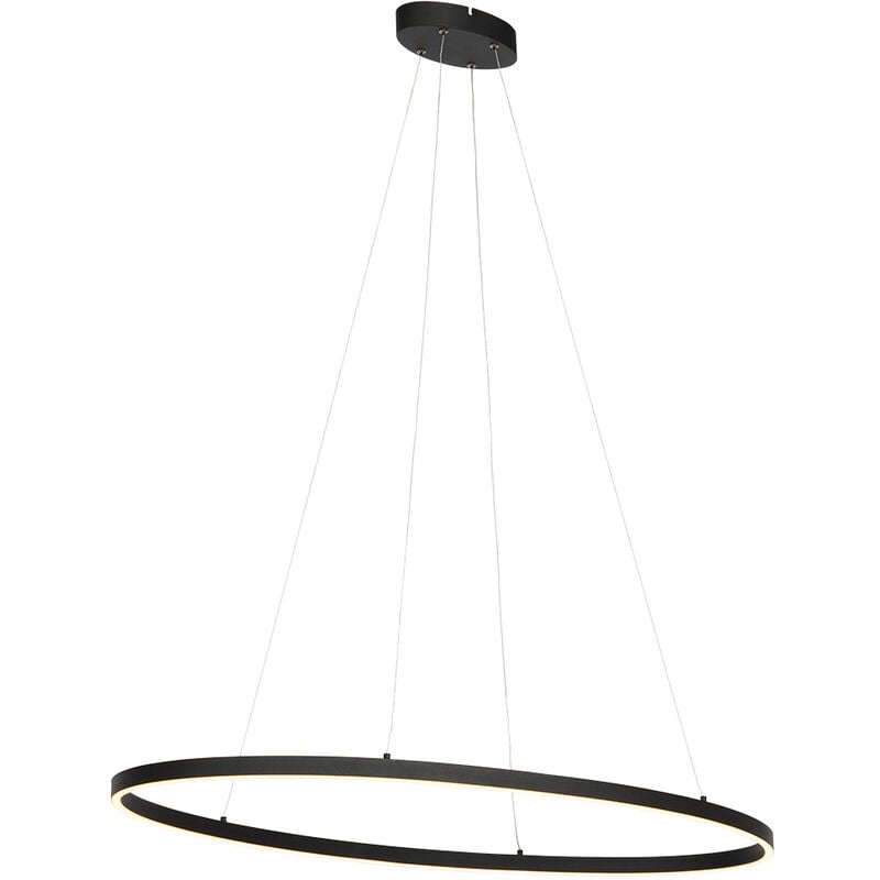 foto del prodotto lampada a sospensione ovallo design acciaio,plastico nero ovale non sostituibile led max. 1 x 30 watt qazqa