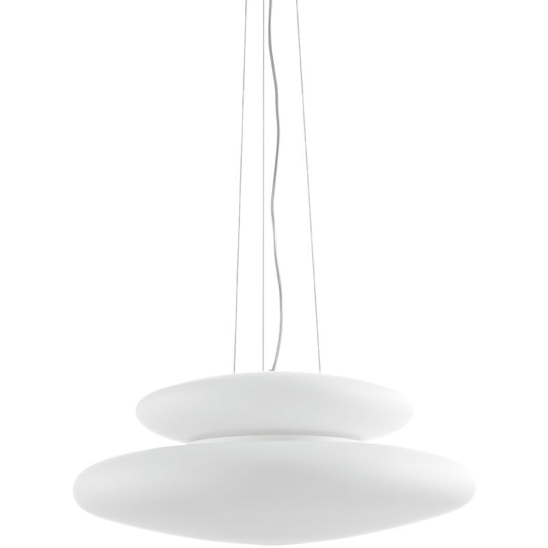 foto del prodotto lampada a sospensione pagoda d60 cm in vetro bianco soffiato e acidato grande