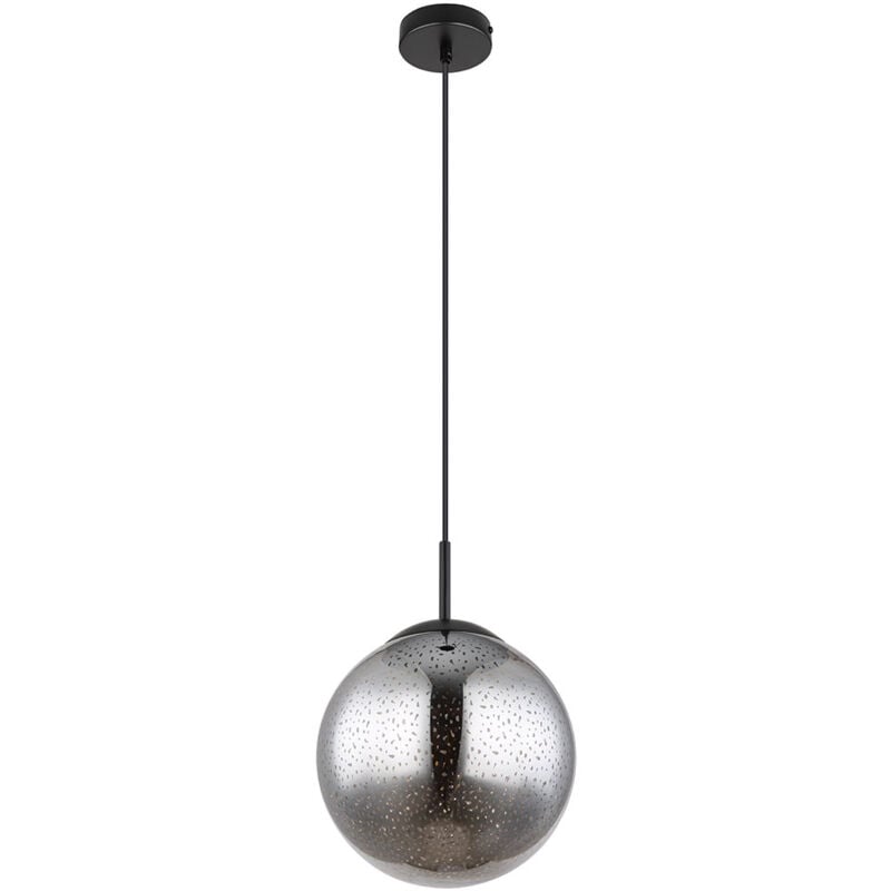foto del prodotto lampada a sospensione palla lampada a sospensione nera tavolo da pranzo lampada a sospensione in vetro fum vetro retro, regolabile in altezza,