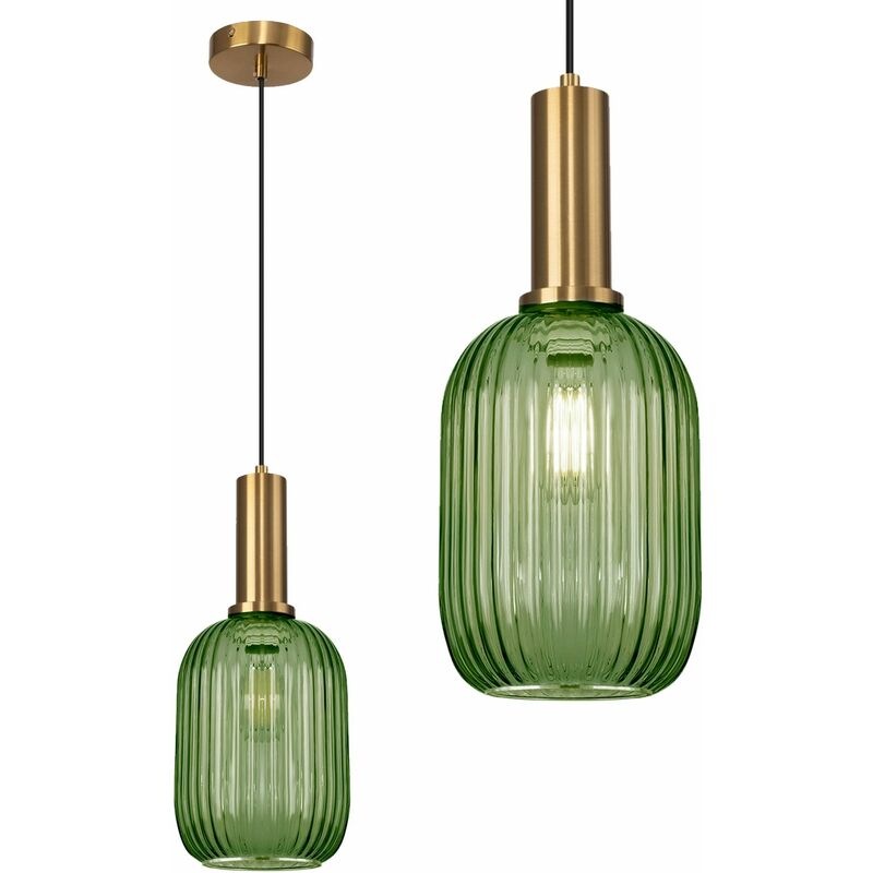 foto del prodotto lampada a sospensione pensile di vetro verde app459 1cp e27