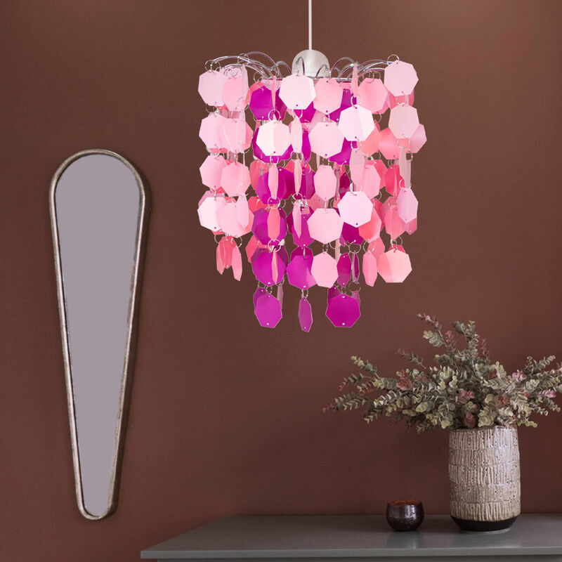 foto del prodotto lampada a sospensione per bambini gioco ragazze camera illuminazione lampada da soffitto rosa rosa in un set che include lampadine a led