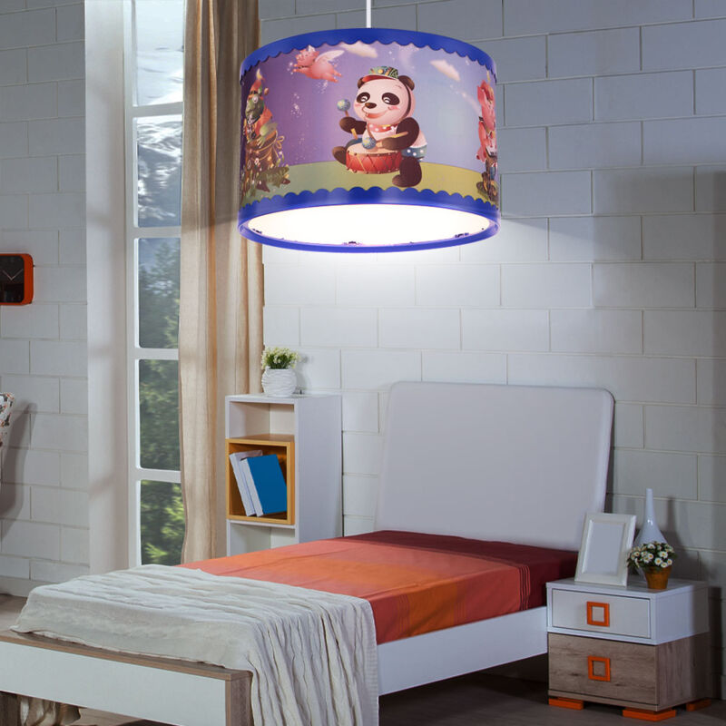 foto del prodotto lampada a sospensione per bambini, motivi di animali, lampada a sospensione per sala giochi, tamburo panda, 1x attacco e27, pxa 28x120 cm