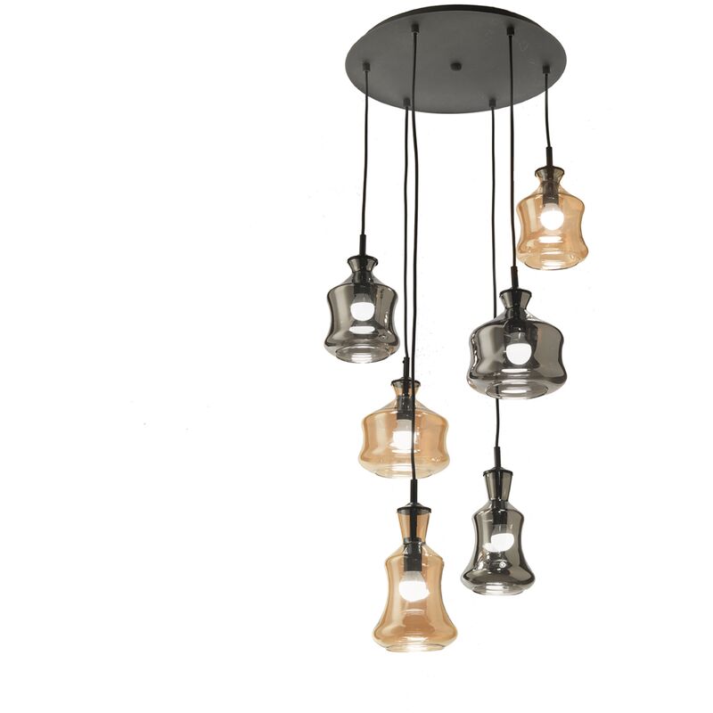 foto del prodotto lampada a sospensione pin a 6 diffusori in vetro soffiato base 45 cm