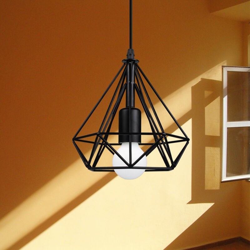 foto del prodotto lampada a sospensione, plafoniera in industriale stile con 20cm gabbia di diamante, illuminazione con e27 per soggiorno cucina di casa ristorante