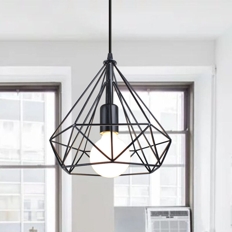 foto del prodotto lampada a sospensione, plafoniera in industriale stile con 25cm gabbia di diamante, illuminazione con e27 per soggiorno cucina di casa ristorante