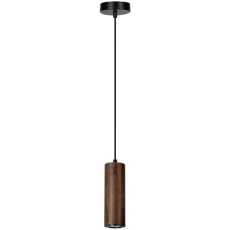 foto del prodotto lampada a sospensione platte, legno, metallo, marrone, nero, 10x10x97 cm