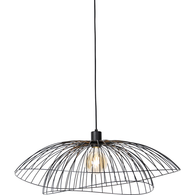 foto del prodotto lampada a sospensione pua design acciaio nero tondo e27 max. 1 x 4.9 watt qazqa
