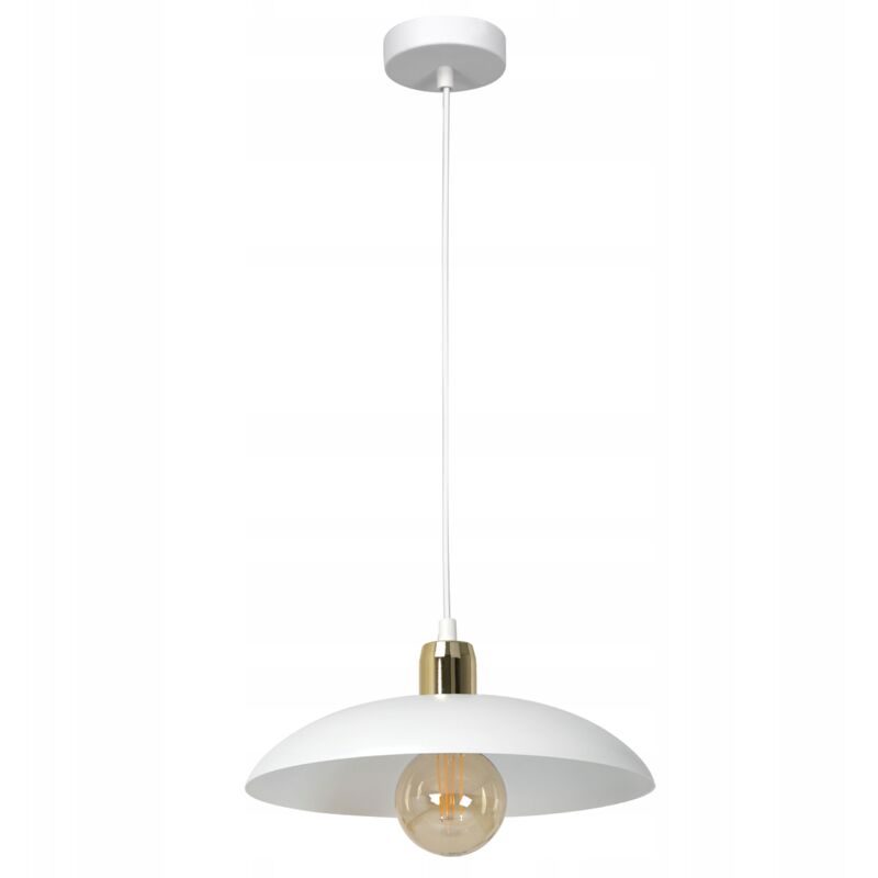 foto del prodotto lampada a sospensione rami 1xe27 paralume in metallo bianco e oro