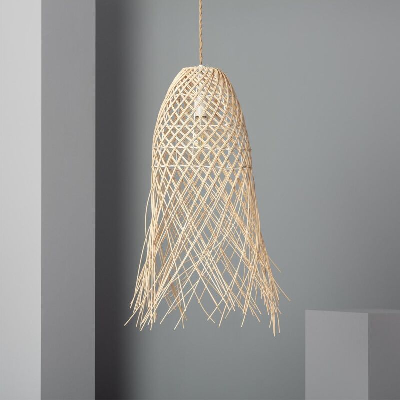 foto del prodotto lampada a sospensione rattan majani crema