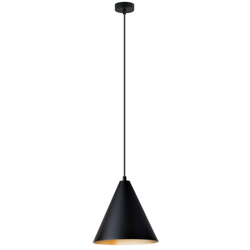 foto del prodotto lampada a sospensione rebel, acciaio verniciato a polvere, nero, oro, 23,5x100x24 cm