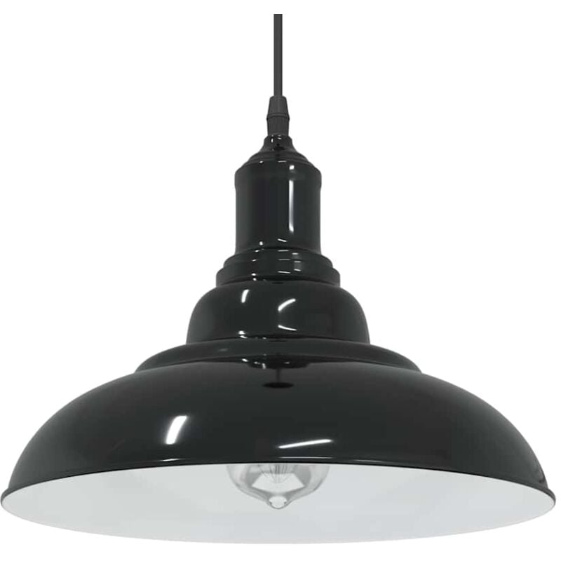 foto del prodotto lampada a sospensione regolabile e27 nero lucido 31 cm metallo vidaxl
