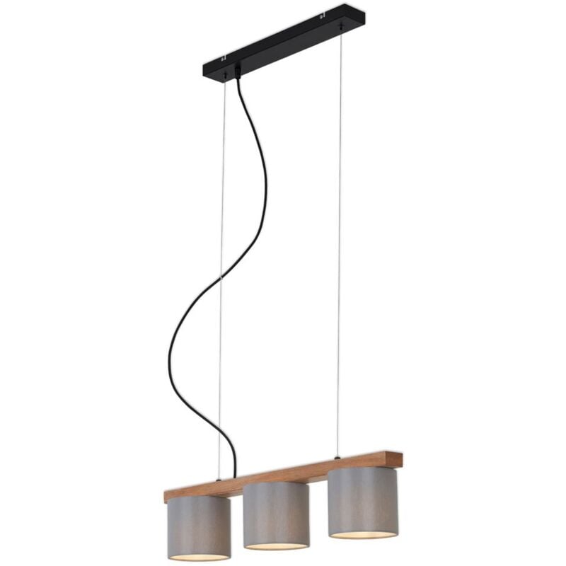 foto del prodotto lampada a sospensione regolabile in altezza e14 25 w grigio metallo legno tessuto briloner
