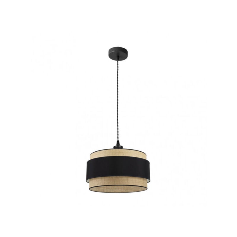 foto del prodotto lampada a sospensione regolabile kandy naturale nero fabrilamp