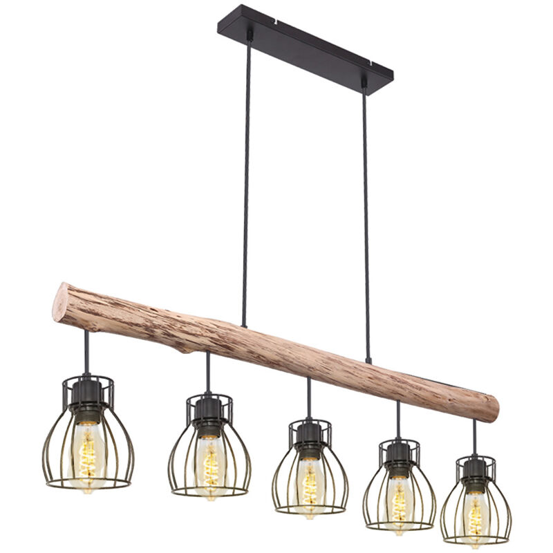 foto del prodotto lampada a sospensione retr a soffitto con trave in legno, soggiorno, griglia di illuminazione, lampada a sospensione globo 15326 5n
