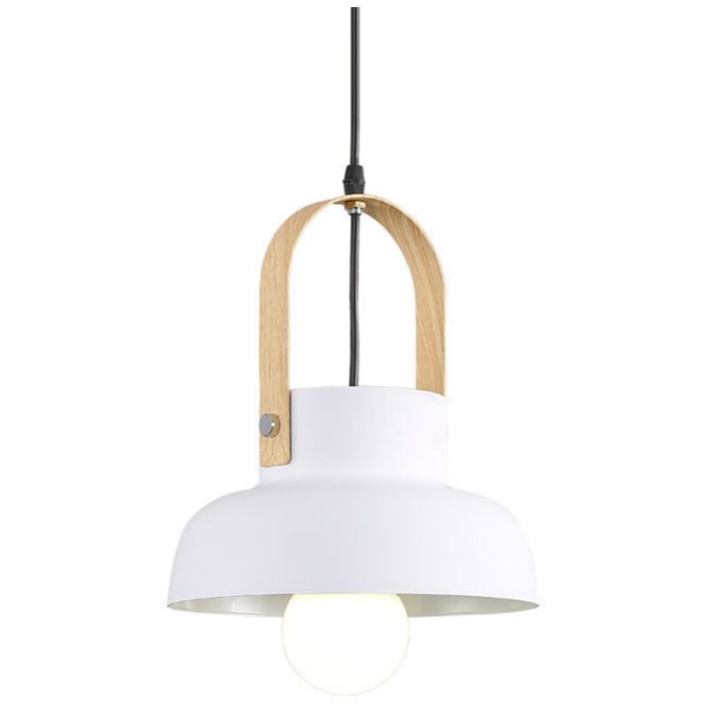 foto del prodotto lampada a sospensione retr lampadario da soffitto in legno metallo plafoniera regolabile bianco