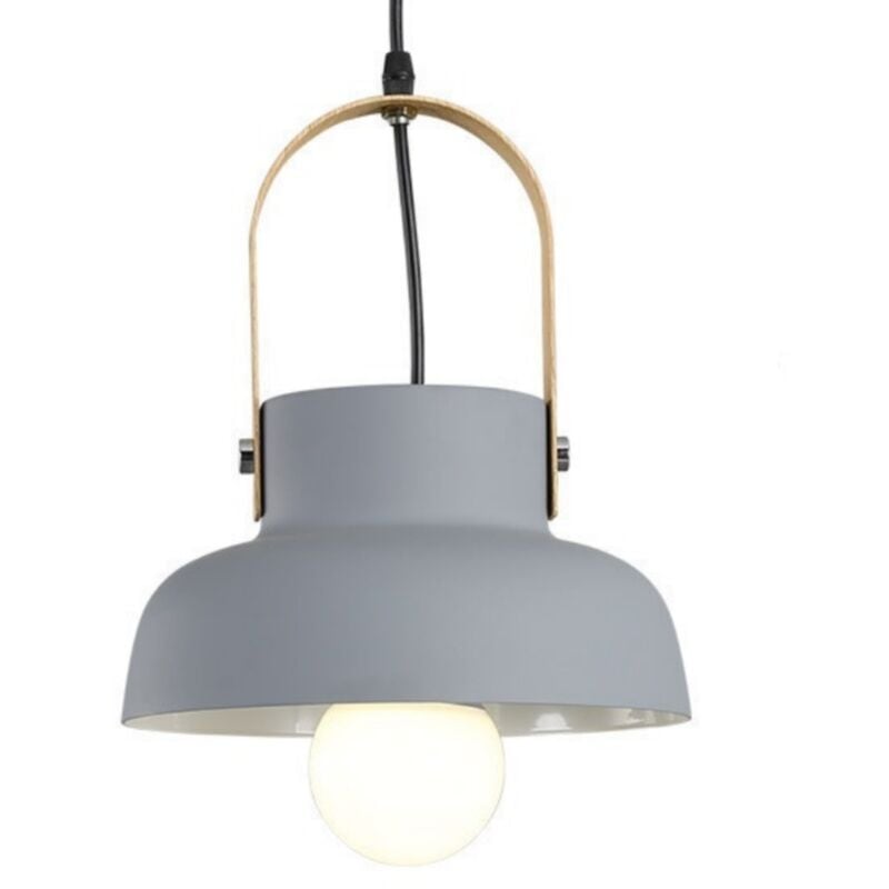 foto del prodotto lampada a sospensione retr lampadario da soffitto in legno metallo plafoniera regolabile grigio