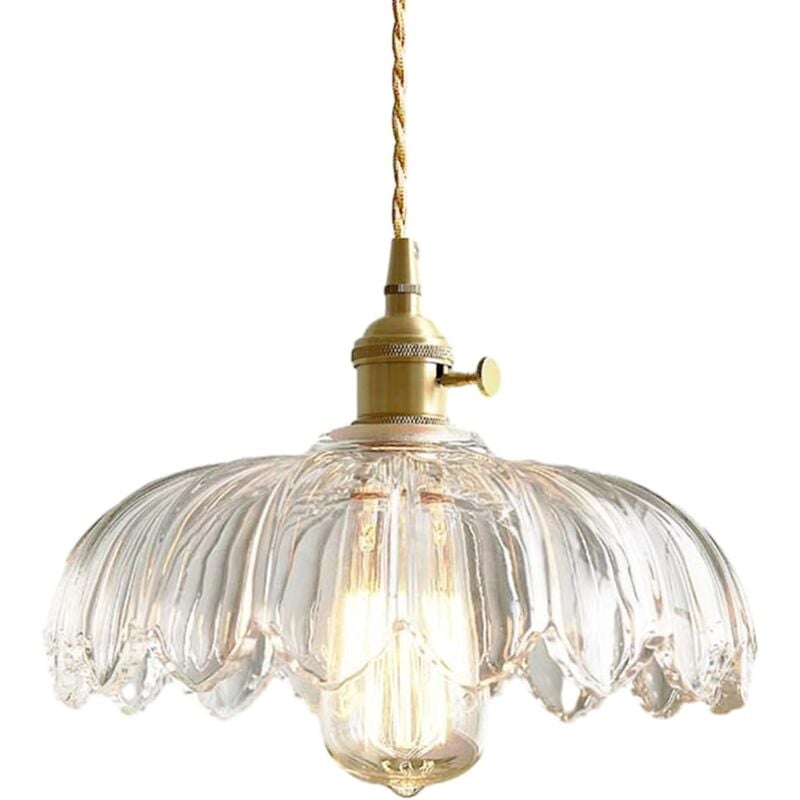 foto del prodotto lampada a sospensione retr lampadario da soffitto vetro metallo creativo plafoniera regolabile colore trasparente
