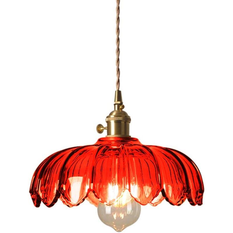 foto del prodotto lampada a sospensione retr lampadario da soffitto vetro metallo creativo plafoniera regolabile rosso