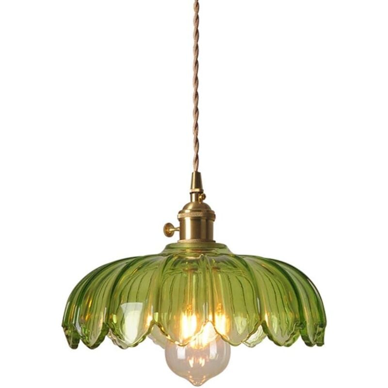foto del prodotto lampada a sospensione retr lampadario da soffitto vetro metallo creativo plafoniera regolabile verde