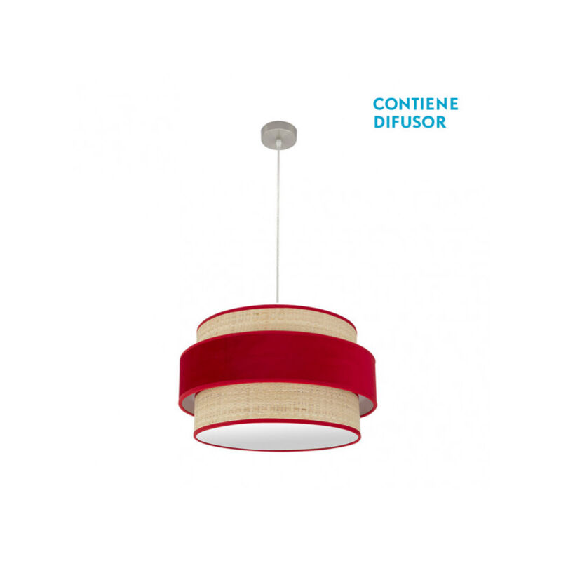 foto del prodotto lampada a sospensione reyes 2xe27 nichel/rosso naturale regx50x50 cm