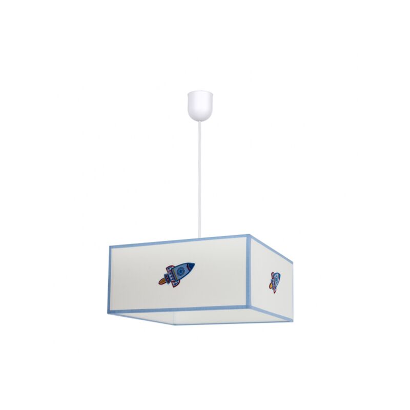 foto del prodotto lampada a sospensione rocket 1xe27 bianco blu regx35x35 da fabrilamp.