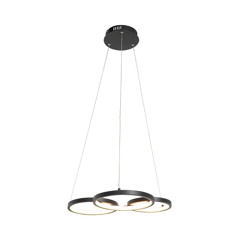 foto del prodotto lampada a sospensione rondas moderno alluminio,plastico,acciaio nero oblungo non sostituibile led max. 1 x 40 watt qazqa
