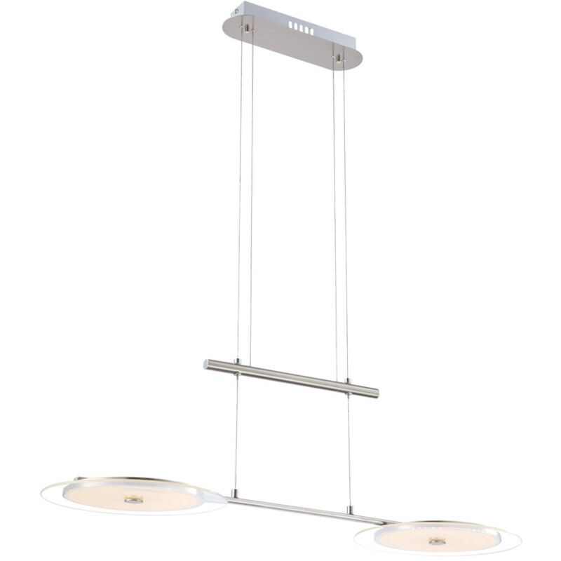 foto del prodotto lampada a sospensione sala da pranzo lampada a sospensione regolabile in altezza cromata lampada a sospensione per sala da pranzo, vetro nichel, 2x