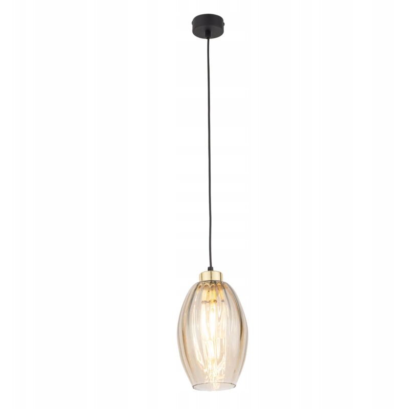 foto del prodotto lampada a sospensione sebo tk lighting con paralume color ambra miele scanalato