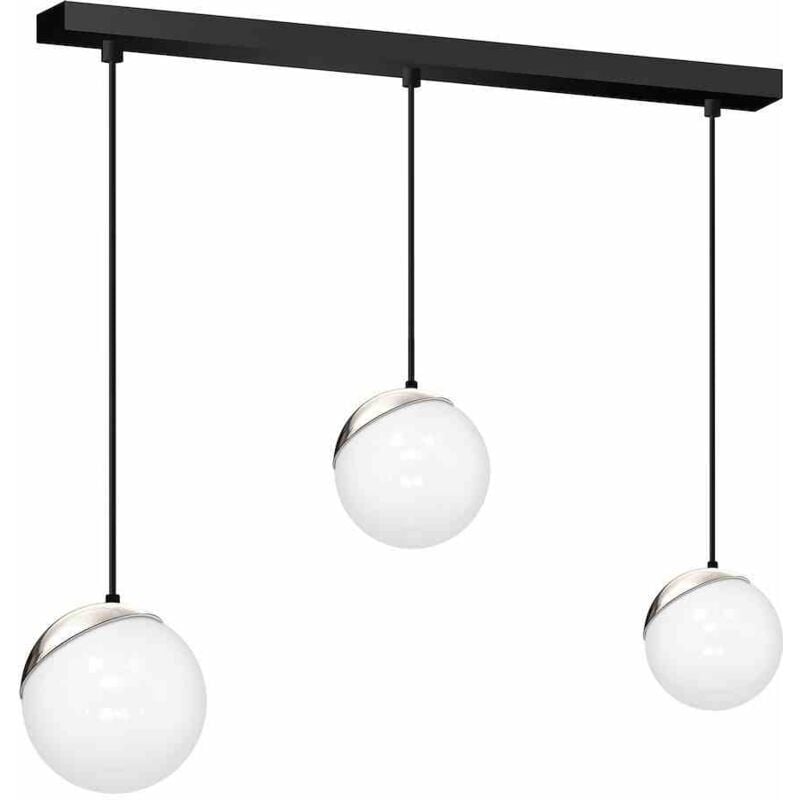 foto del prodotto lampada a sospensione sfera nero cromo 3xe14
