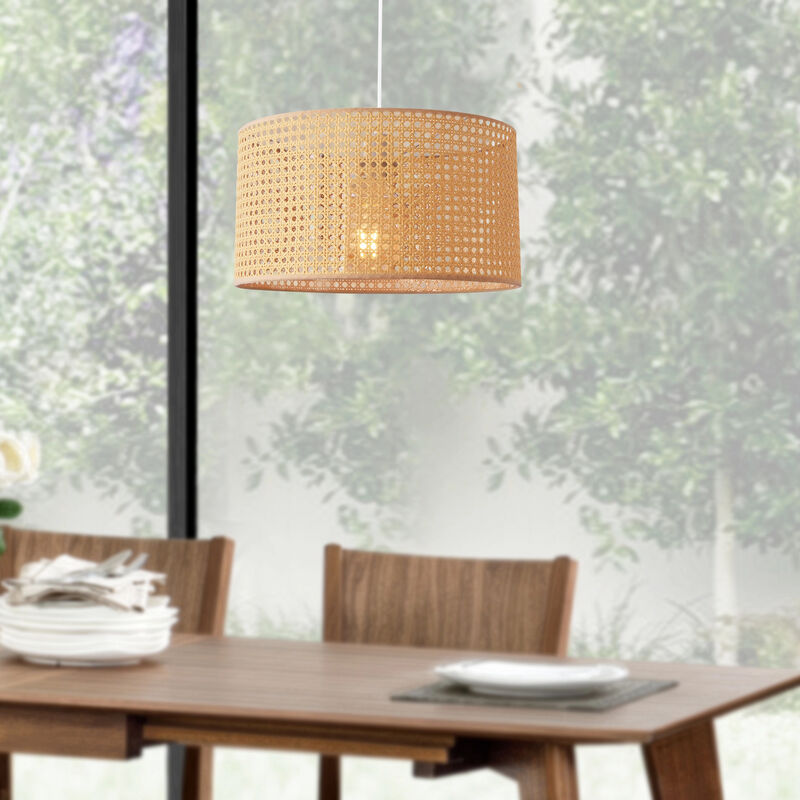 foto del prodotto lampada a sospensione shrewsbury con paralume cilindrico traforato beige lux.pro