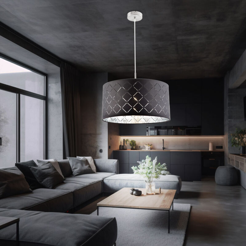 foto del prodotto lampada a sospensione soggiorno camera da letto illuminazione soffitto grigio argento in set incl. lampadina led
