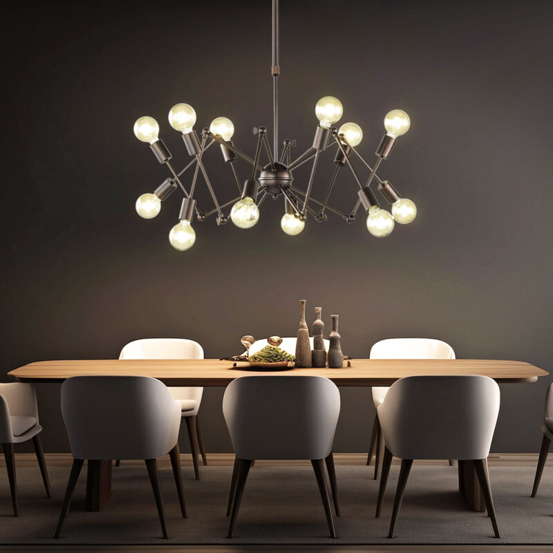 foto del prodotto lampada a sospensione soggiorno industrial sputnik lampadario lampada da soffitto vintage retr , metallo, attacco 12x e27, dxh 95x109 cm wofi