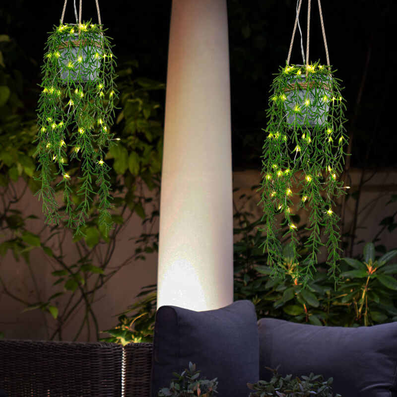 foto del prodotto lampada a sospensione solare lampada a sospensione per esterni lampada a pannello solare solare, corda di canapa vegetale artificiale, led bianco