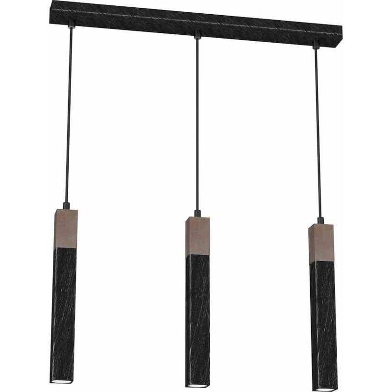 foto del prodotto lampada a sospensione solo sawn black legno patinato 3x mini gu10