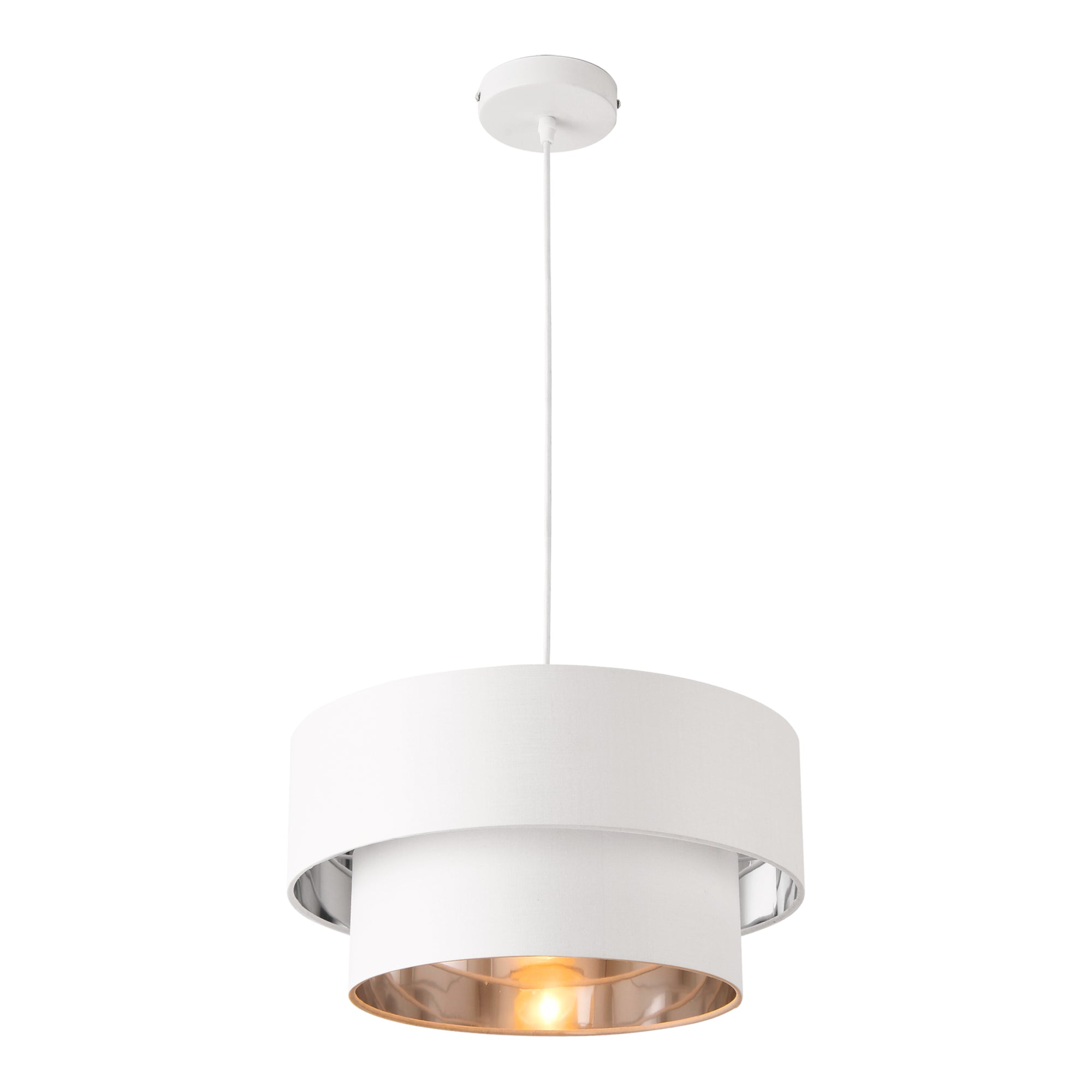 foto del prodotto lampada a sospensione sospensione 60 w di diametro 40 cm bianco argento 03 0005262