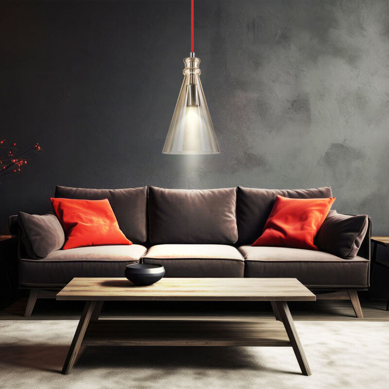 foto del prodotto lampada a sospensione sospensione a soffitto sala studio apparecchio faretto in vetro cromato faretto 9703100