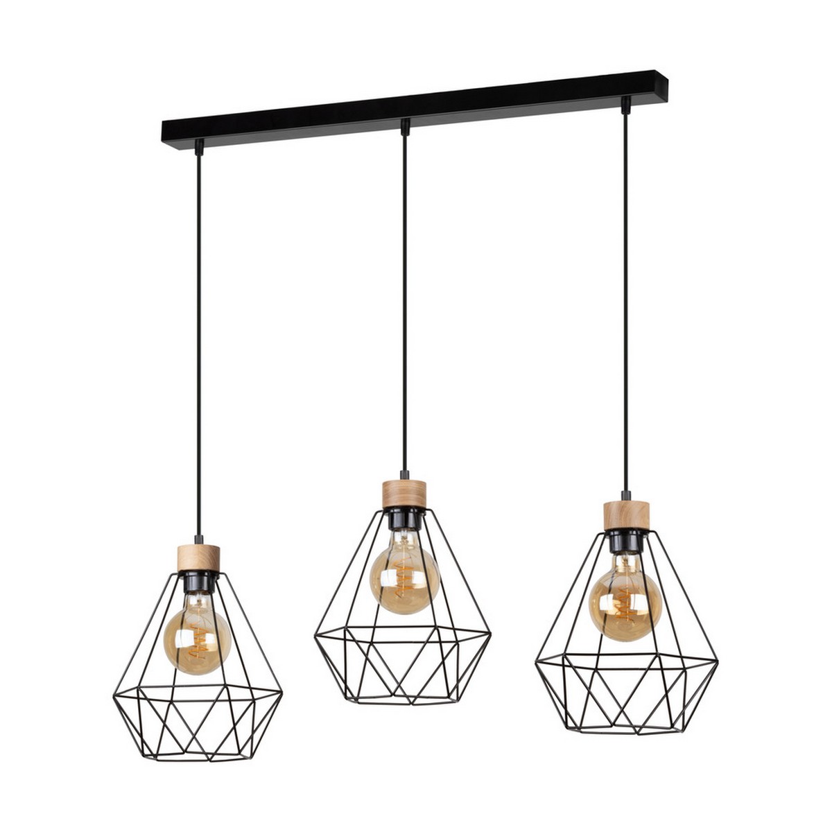 foto del prodotto lampada a sospensione spaame, legno, metallo, marrone, nero, 25x80x120 cm