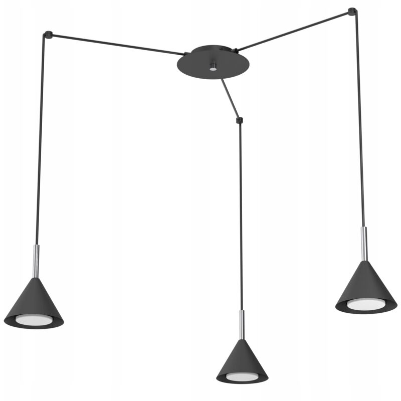foto del prodotto lampada a sospensione spider cone, cromo nero ewilight cone 3x gx53