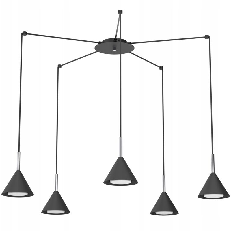 foto del prodotto lampada a sospensione spider cone, cromo nero ewilight cone 5x gx53