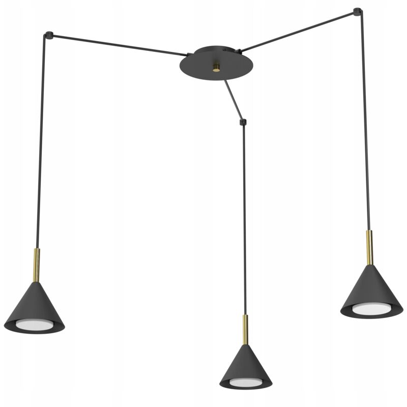 foto del prodotto lampada a sospensione spider cone nero oro ewilight cone 3x gx53