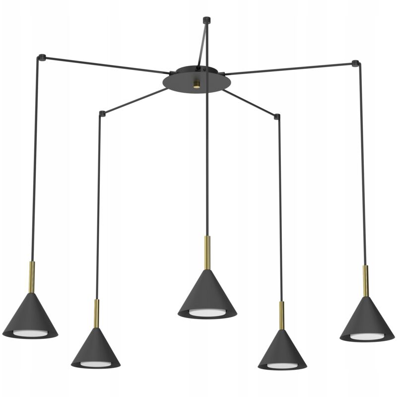 foto del prodotto lampada a sospensione spider cone nero oro ewilight cone 5x gx53