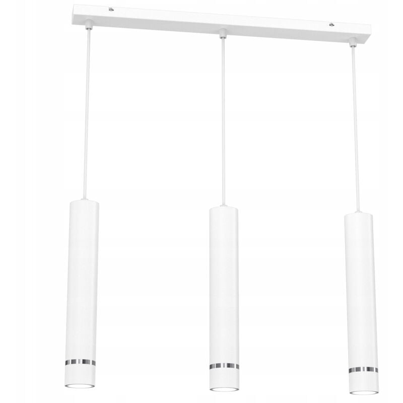 foto del prodotto lampada a sospensione strip tubo, 3 tubi gu10, sopra il tavolo, isola cromo bianco