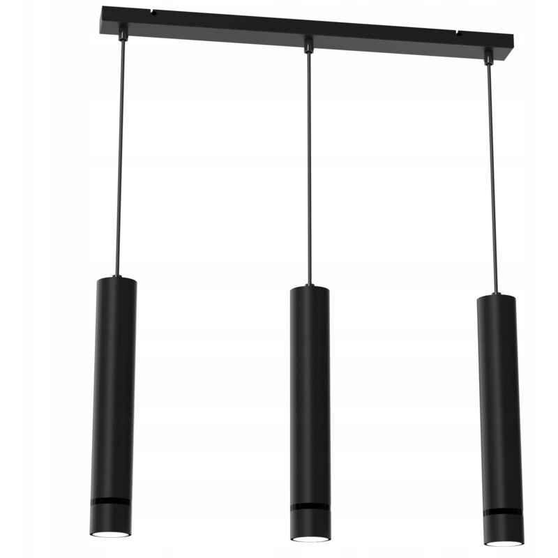 foto del prodotto lampada a sospensione strip tubo, 3 tubi gu10, sopra tavolo, isola nera