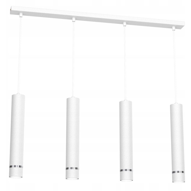 foto del prodotto lampada a sospensione, striscia di tubi, 4x tubi gu10, sopra il tavolo, isola, bianco, cromo