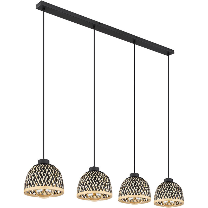 foto del prodotto lampada a sospensione tavolo da pranzo boho lampada da soggiorno, paralume in bamb regolabile in altezza, metallo opaco, 4x e27, lxlxa 119x20x120 cm
